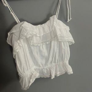 Ruffled white crop top